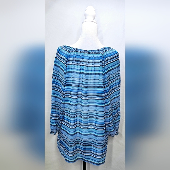 XL Charter Club Blue Striped Blouse - Picture 4 of 5